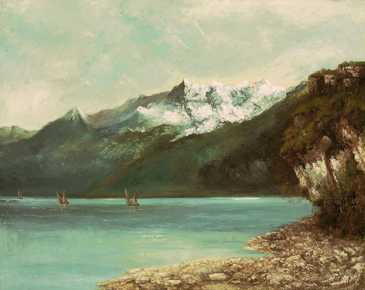 A Genfi -tó és a Dents du Midi, 1877 alkotó: Gustave Courbet