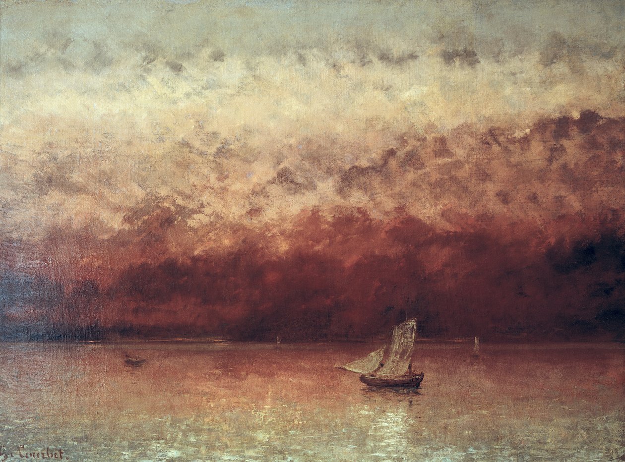 Leman-tó lenyugvó nappal, 1876 körül alkotó: Gustave Courbet