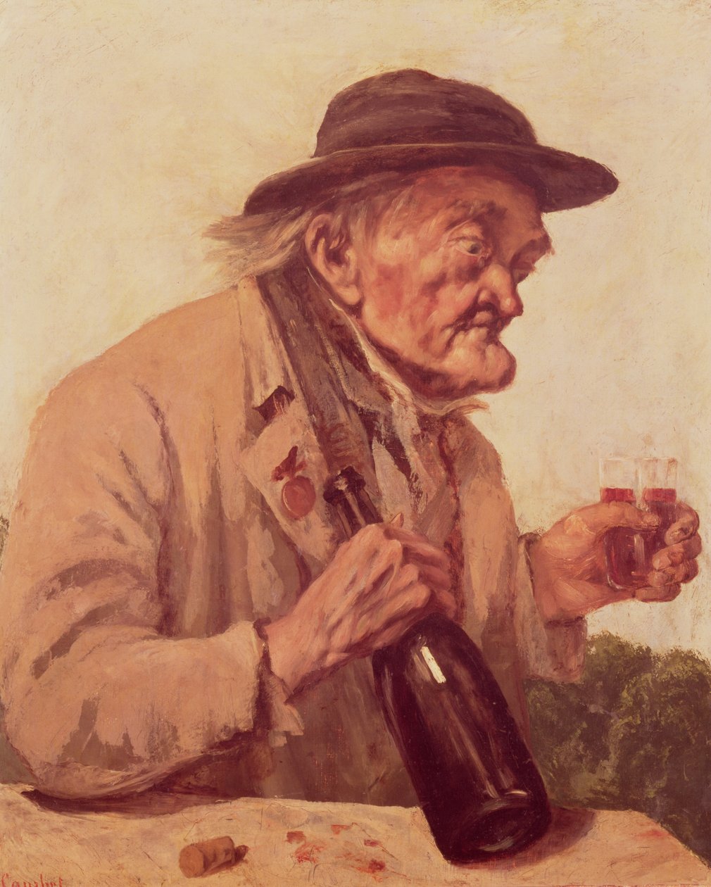 Öreg ember egy pohár borral alkotó: Gustave Courbet