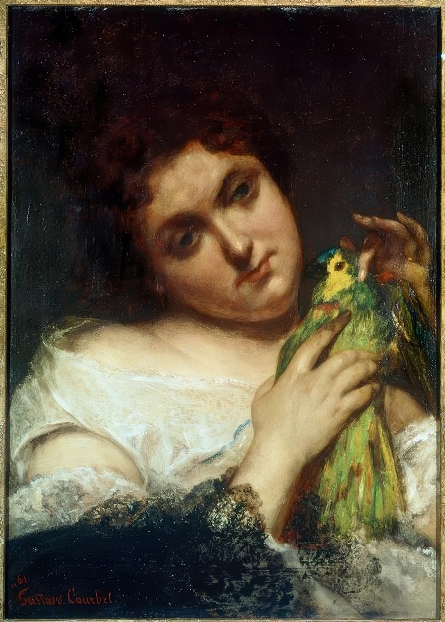 Papagájt hordozó nő portréja (La femme au parroquet alkotó: Gustave Courbet