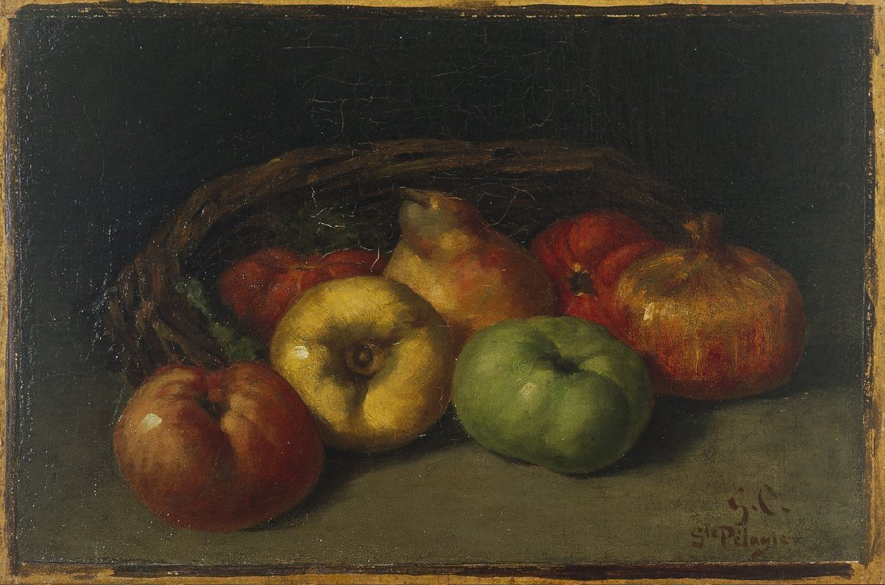 Csendélet almával, körtével és gránátalmával alkotó: Gustave Courbet