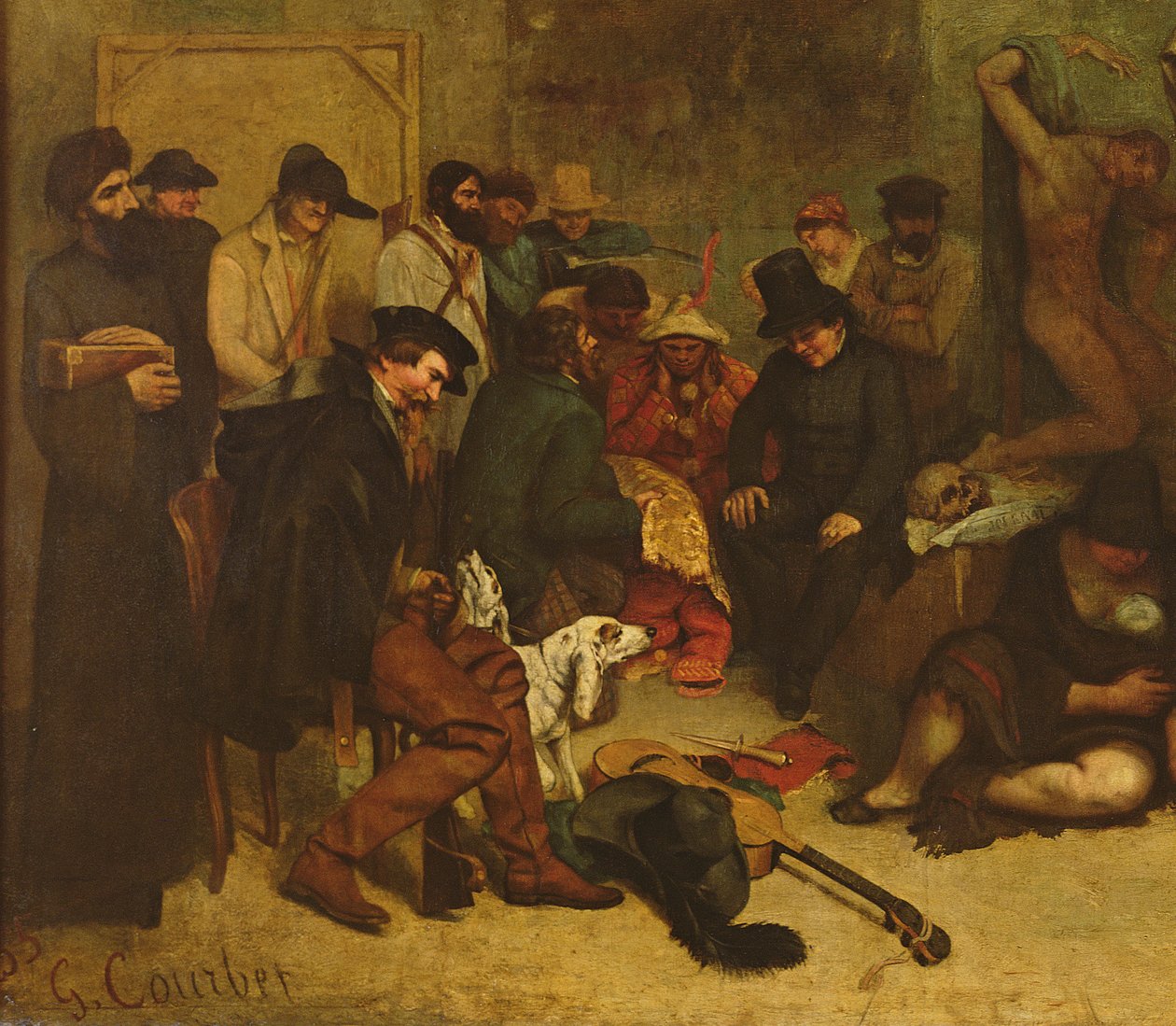 A festő műterme, egy igazi allegória, 1855 olaj, vászon, 19190 részlet alkotó: Gustave Courbet