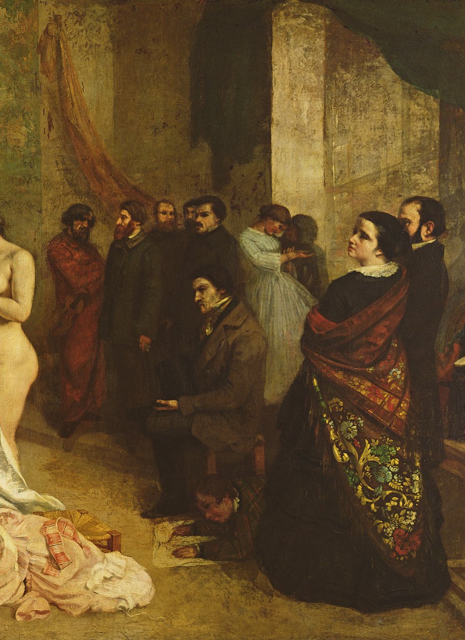 A festő műterme, egy igazi allegória, 1855 olaj, vászon, 19190 részlet alkotó: Gustave Courbet