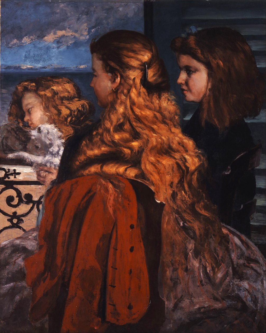 Három fiatal angol nő az ablak mellett alkotó: Gustave Courbet