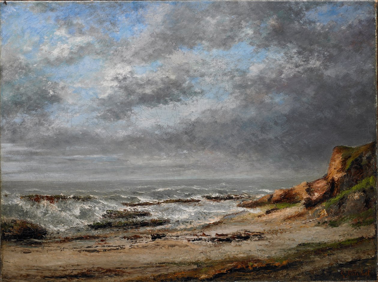 Kilátás a durva tengerre egy szikla közelében alkotó: Gustave Courbet
