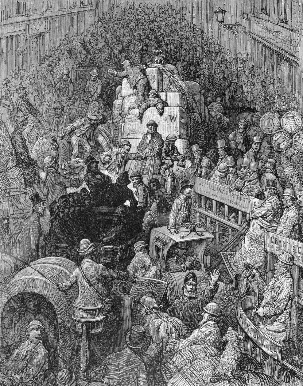 Egy városi út, a „London, a zarándoklat”-ból, írta William Blanchard Jerrold (1826-84), metszette Desire Mathieu Quesnel, pub. 1872 alkotó: Gustave Dore