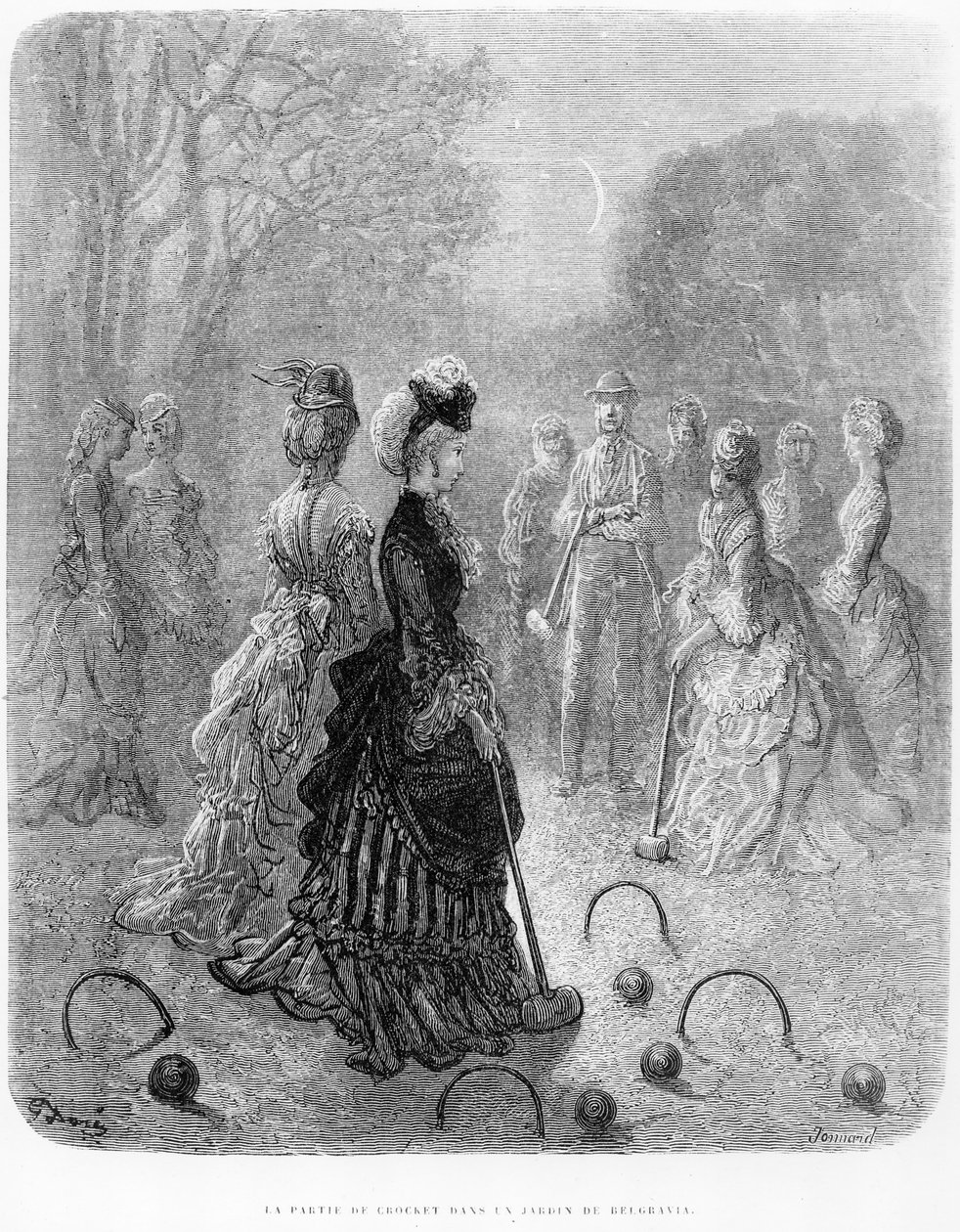 A Krokett játék a „London, a Zarándoklat” „London at Play” fejezetéből, William Blanchard Jerrold (1826-84) kocsma. 1872 alkotó: Gustave Dore