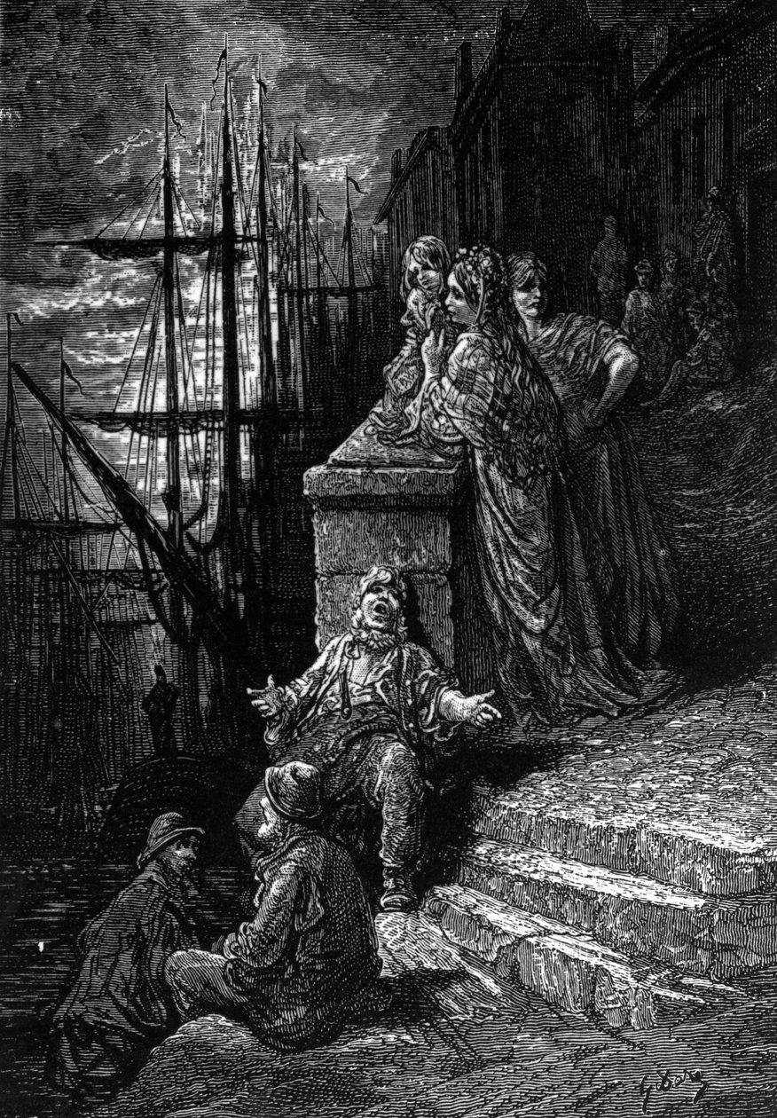 Egy Waterman családja, William Blanchard Jerrold "London, egy zarándoklat" című kötetéből, 1890-ben megjelent kiadás alkotó: Gustave Dore