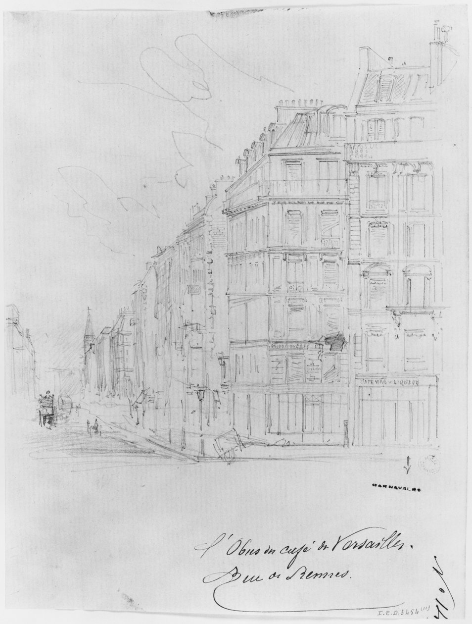 Párizs ostromának albuma, Cafe de Versailles Shell, rue de Rennes (toll és barna tinta mosás és ceruza papíron) alkotó: Gustave Dore