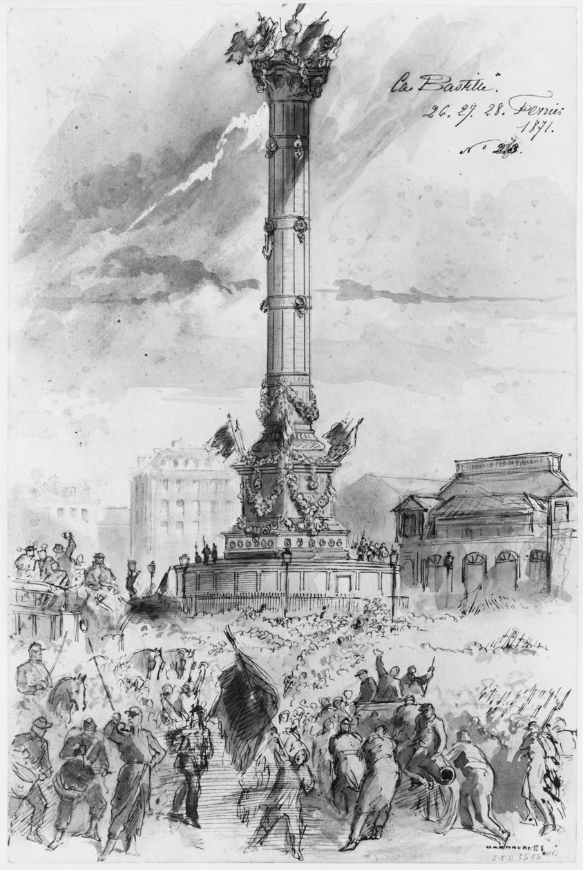 Album Párizs ostromáról, a Bastille-ról, 1871. február 26., 27., 28. (toll és barna tinta mosás és ceruza papíron) alkotó: Gustave Dore