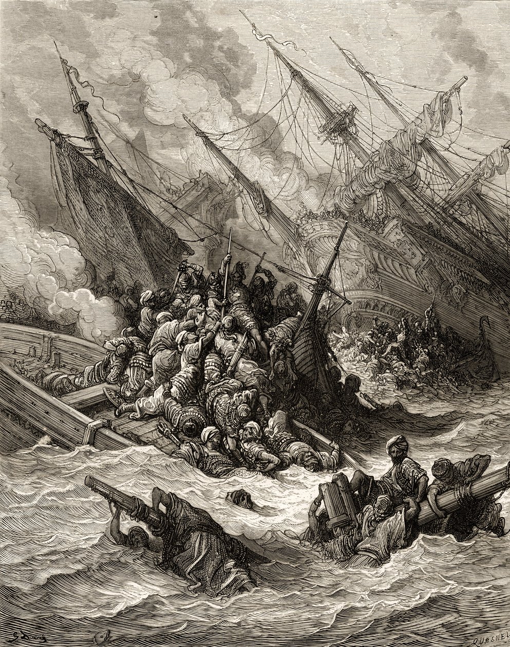 Lepantói csata 1571-ben, illusztráció a „Bibliotheque des Croisades”-ből, J-F. Michaud, 1877 alkotó: Gustave Dore