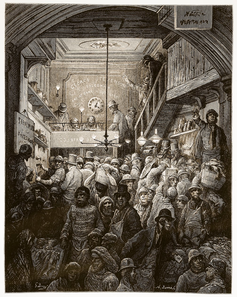 Billingsgate – Kora reggel, a „London, a zarándoklat” című művéből, William Blanchard Jerrold (1826-84) írta, és A. Doms metszet, 1872 alkotó: Gustave Dore