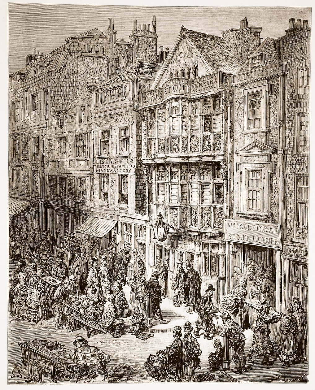 Bishopsgate Street, a "London, a Zarándoklat"-ból, írta William Blanchard Jerrold (1826-94) és metszette A. Sargent, kocsma. 1872 alkotó: Gustave Dore