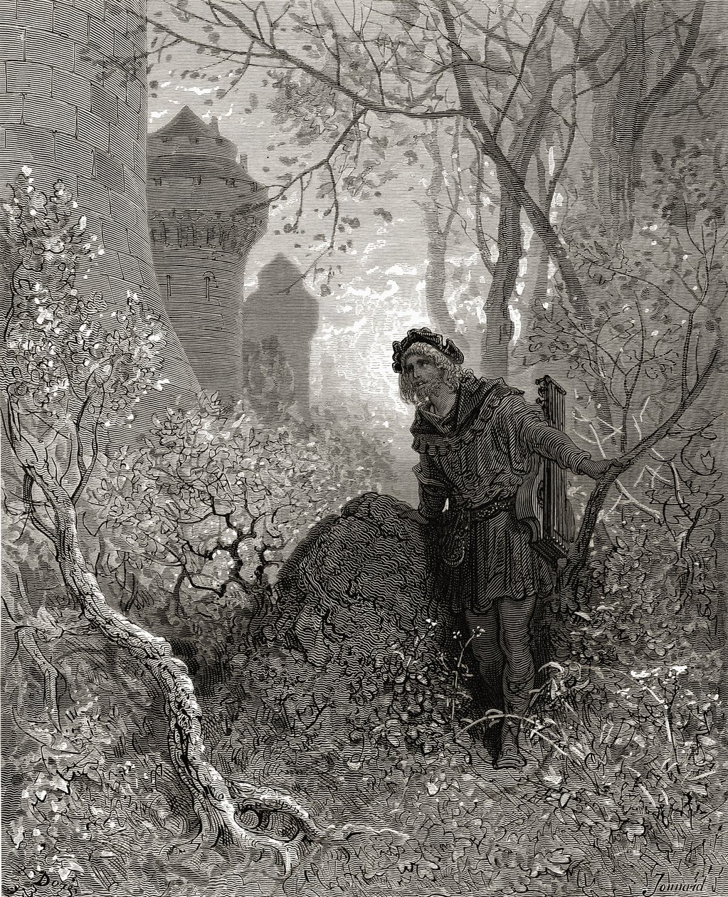 Szőke Oroszlánszívű Richárd (1157-99) hangját hallja, illusztrációja a „Bibliotheque des Croisades” című könyvéből, J-F. Michaud, 1877 alkotó: Gustave Dore