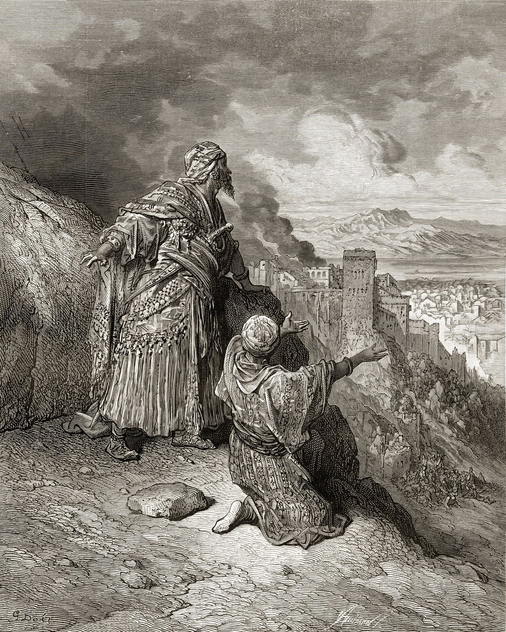 Boabdilt (XI. Muhammad), Granada utolsó arab királyát 1542-ben száműzték, a „Bibliotheque des Croisades” illusztrációja J-F. Michaud, 1877 alkotó: Gustave Dore