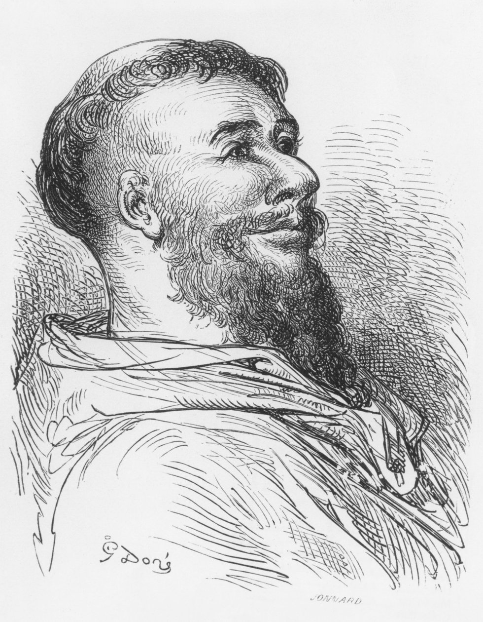 Jean des Entommeurs testvér, illusztráció Francois Rabelais (1494-1553) „Gargantua” című művéből, Paul Jonnard-Pacel (megh. 1902) metszete alkotó: Gustave Dore