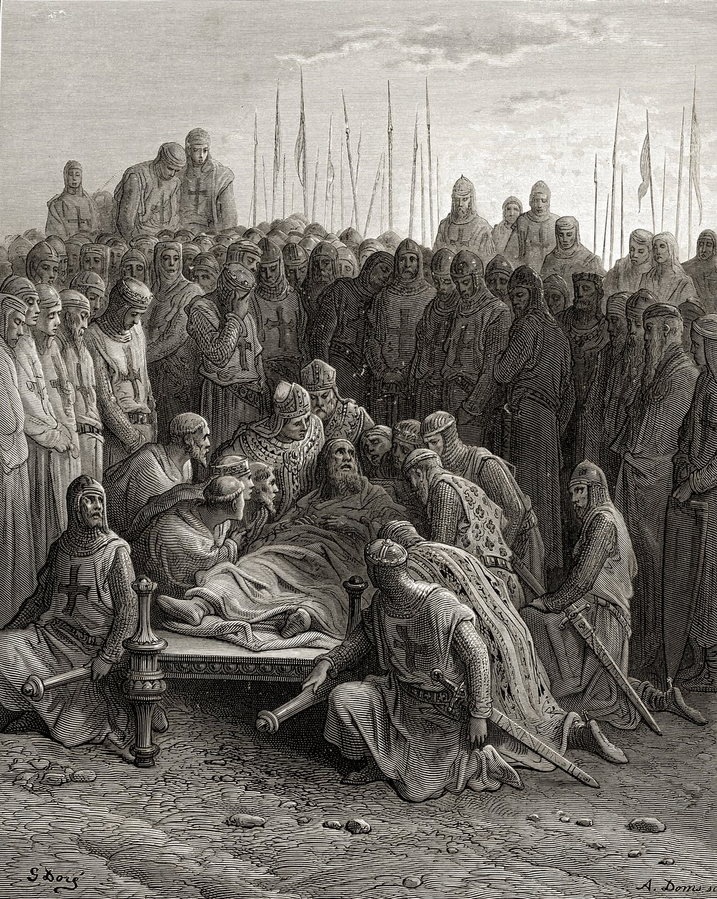 I. Balduin (1171-1205), Jeruzsálem latin királyának halála, illusztráció a „Bibliotheque des Croisades”-ből, J-F. Michaud, 1877 alkotó: Gustave Dore