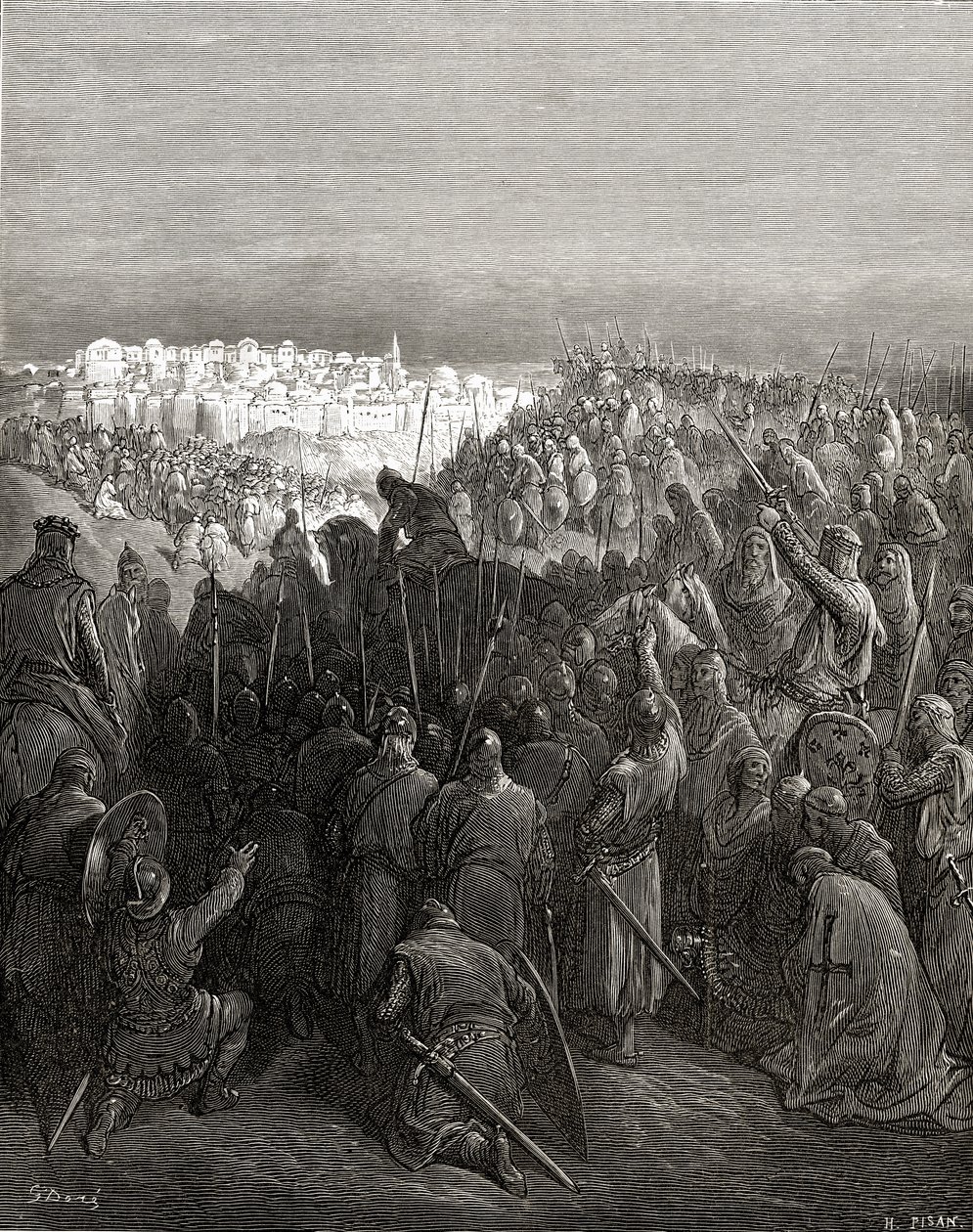 A keresztesek lelkesedése Konstantinápolyban 1204-ben, illusztráció a „Bibliotheque des Croisades”-ből, J-F. Michaud, 1877 alkotó: Gustave Dore