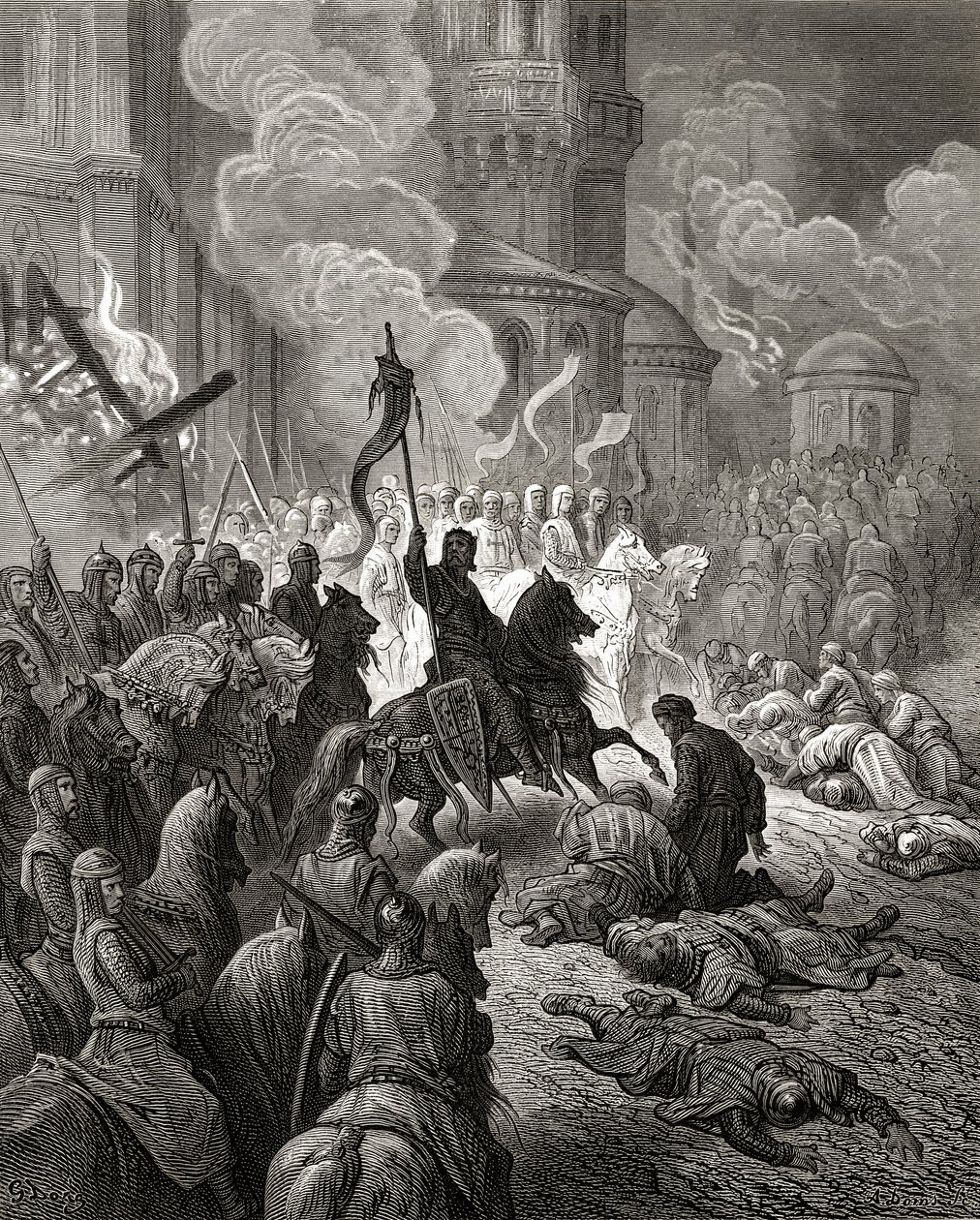 A keresztesek bevonulása Konstantinápolyba 1204-ben, illusztráció a „Bibliotheque des Croisades”-ből, J-F. Michaud, 1877 alkotó: Gustave Dore