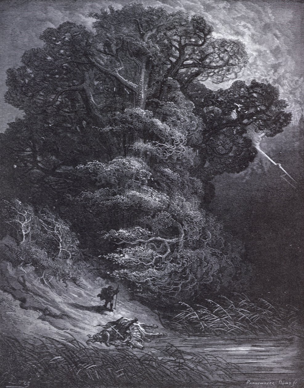 Illusztráció Jean de La Fontaine (1621-95) "Mesék" című művéhez: A tölgy és a nád, "Mesék". alkotó: Gustave Dore