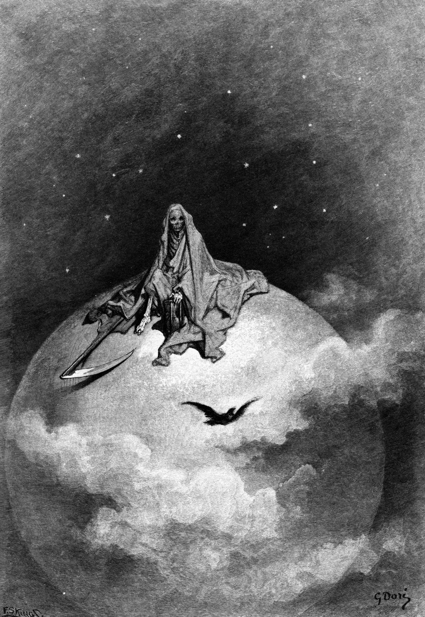 Illusztráció Edgar Allan Poe „A holló” című művéből, 1882 alkotó: Gustave Dore