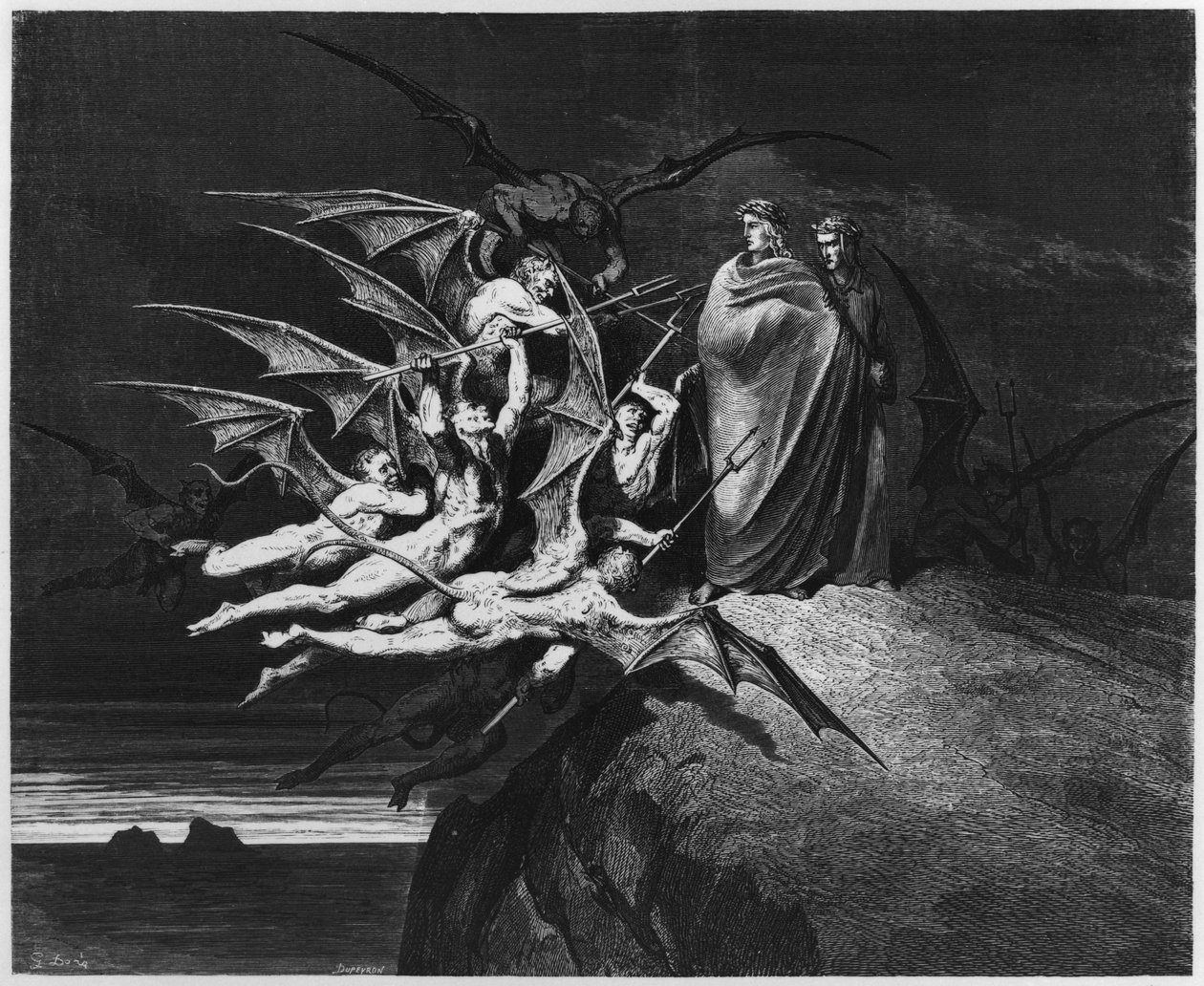Illusztráció Dante Alighieri (1265-1321) Párizs "Isteni színjátékából" (Inferno) 1885-ben alkotó: Gustave Dore