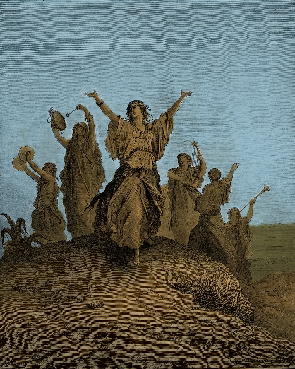 Jefte lánya, Iphis táncol felé - Biblia alkotó: Gustave Dore