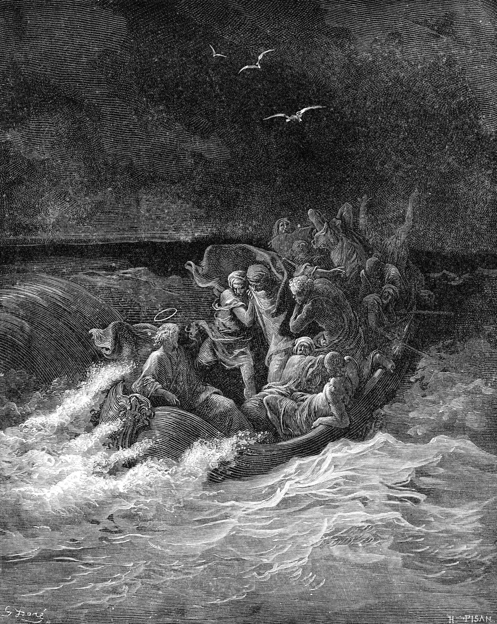 Jézus lecsendesíti a vihart - Biblia alkotó: Gustave Dore