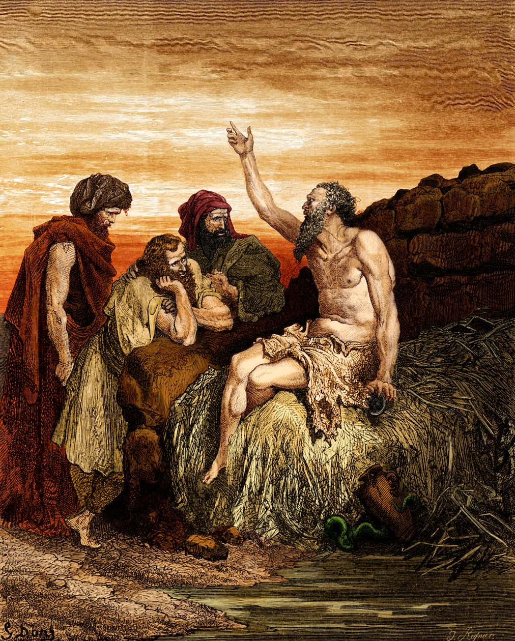 Jób és barátai, Doré metszete. - Biblia alkotó: Gustave Dore