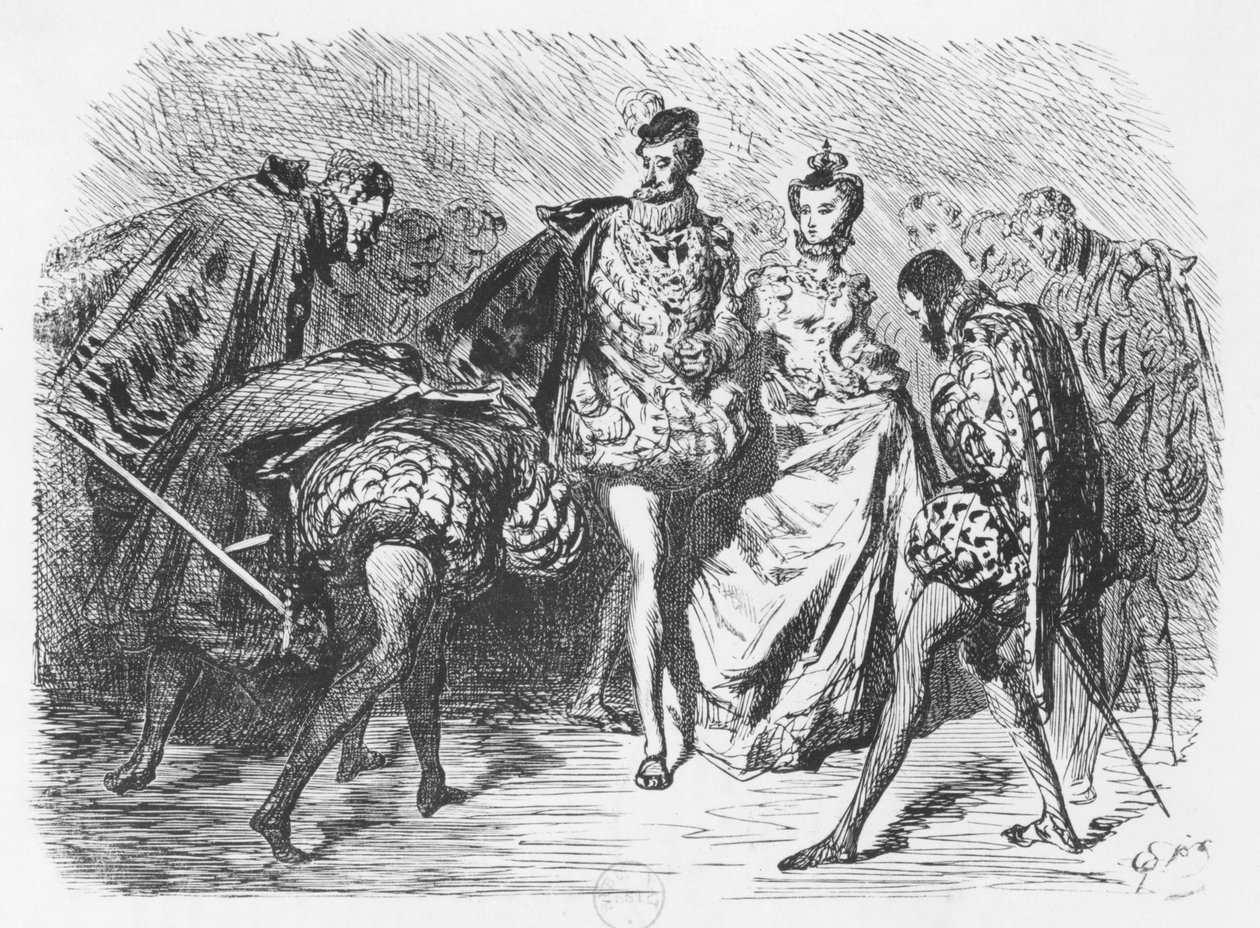 Király és udvar, illusztráció Michel Eyquem de Montaigne (1533-92) „Esszéjéből” alkotó: Gustave Dore