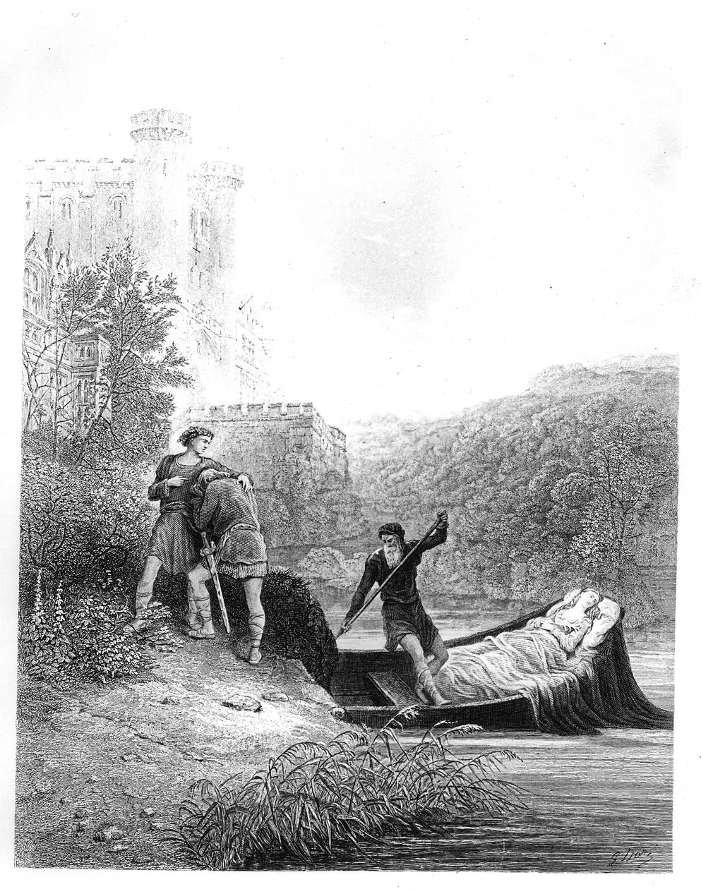 Lancelot Lady Elaine holttestére néz alkotó: Gustave Dore