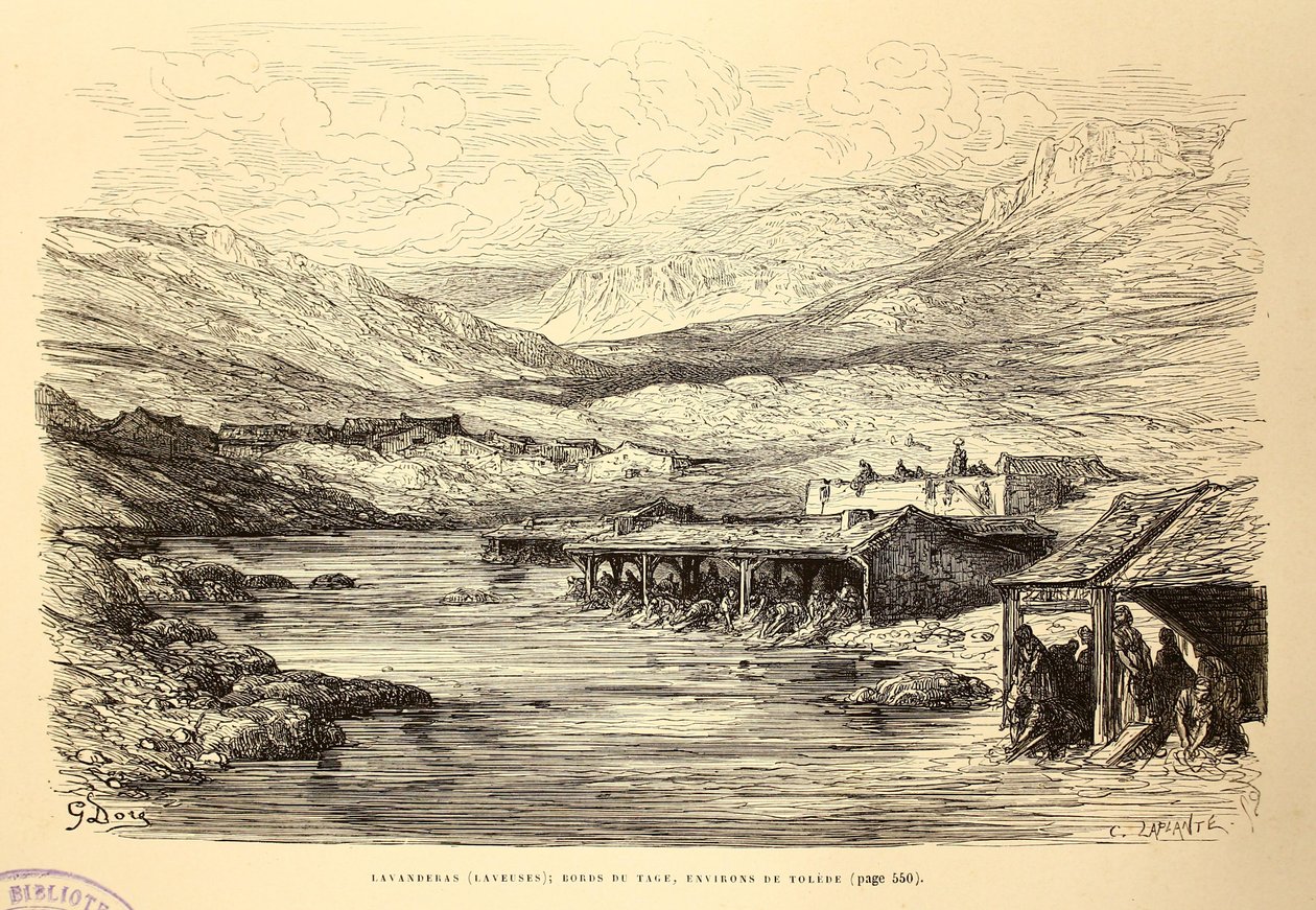 Lavanderák (alátétek); a Tejo folyó partján, Toledo környékén alkotó: Gustave Dore