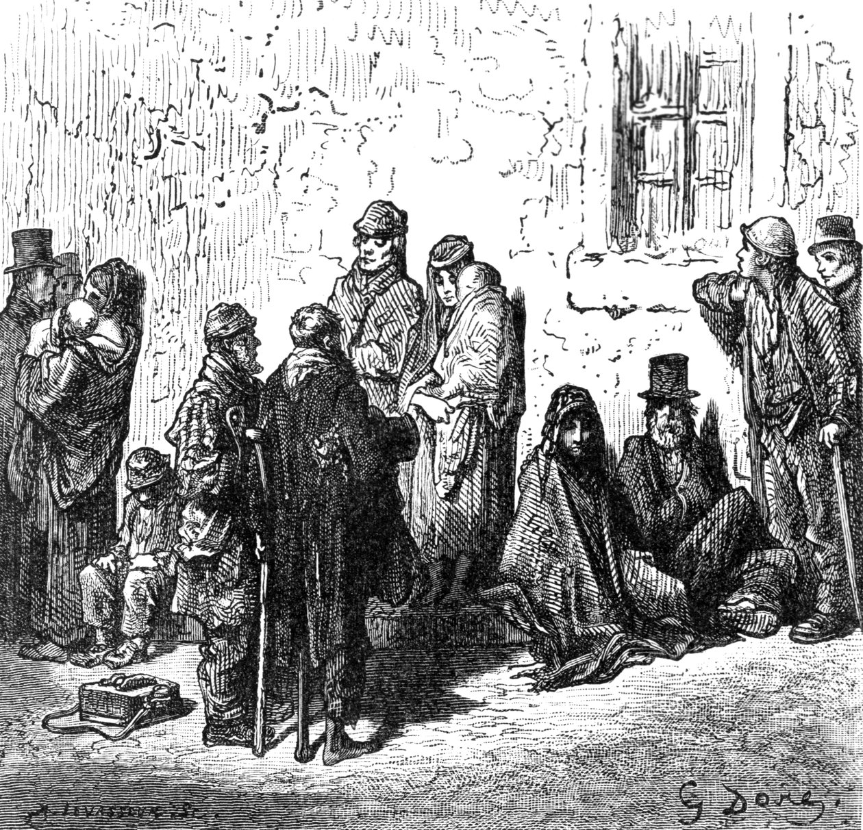 Nyomorultak, William Blanchard Jerrold „London, egy zarándoklat” című művéből, 1872 alkotó: Gustave Dore