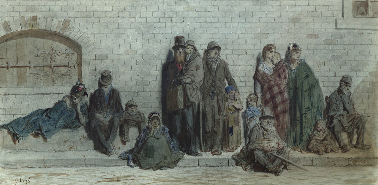 London Street Scene, 1868-72 körül (wc és gouache papíron) alkotó: Gustave Dore