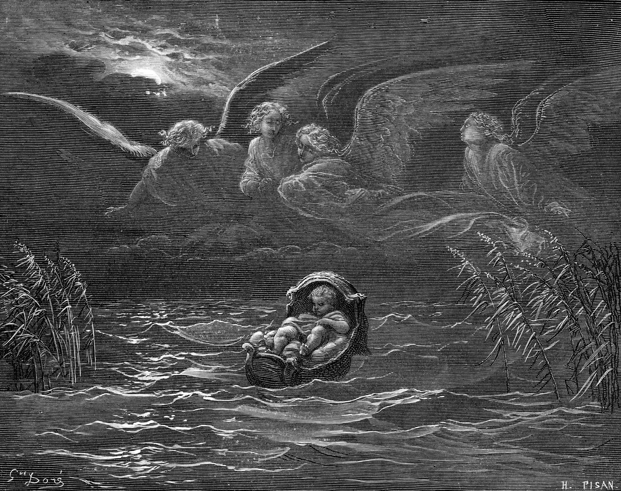 Mózes a Níluson, Doré metszete. - Biblia alkotó: Gustave Dore