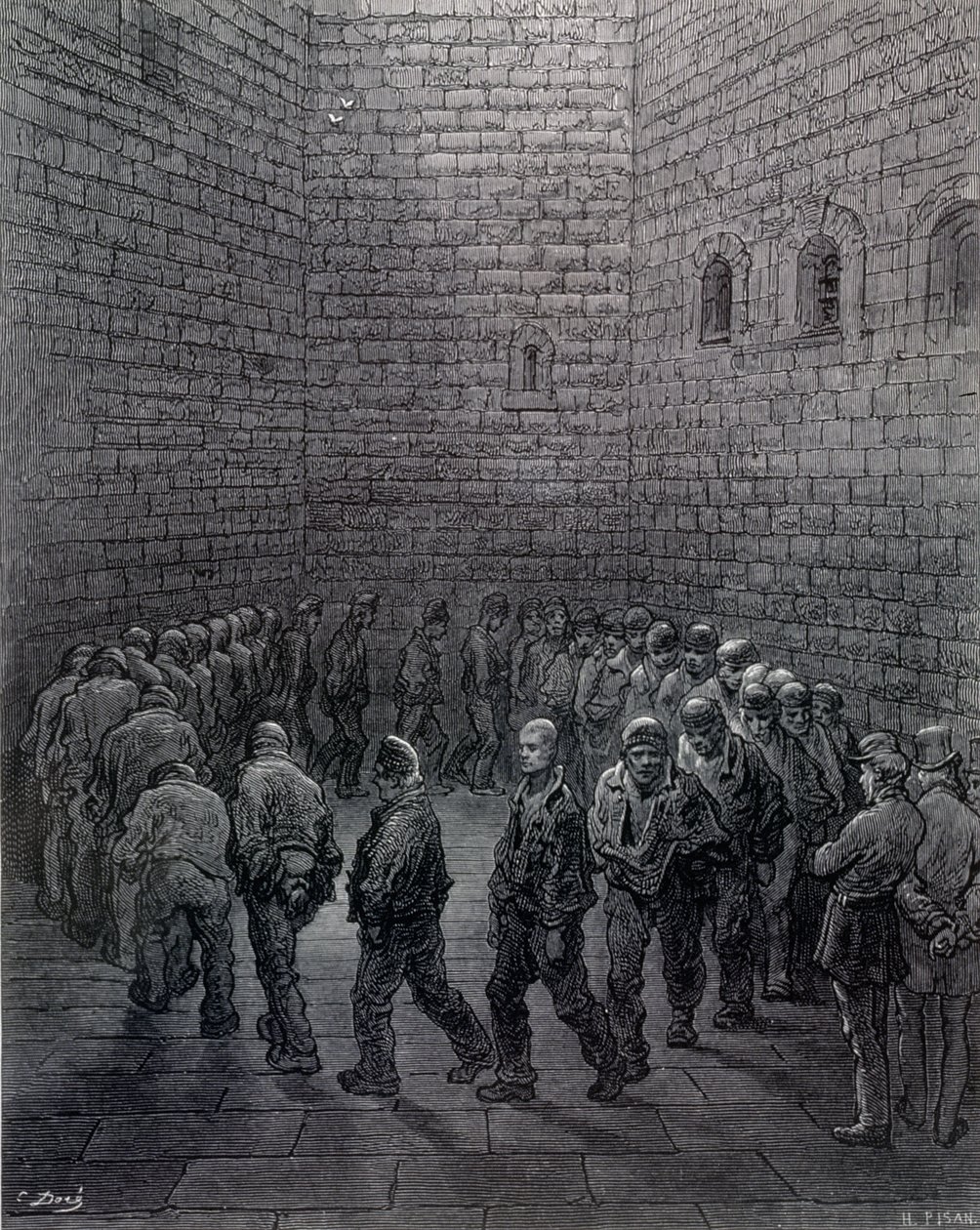 Newgate - Exercise Yard, William Blanchard Jerrold (1826-84) "London, a Pilgrimage" című művéből, metszette Heliodore Joseph Pisan (1822-90), pub. 1872 alkotó: Gustave Dore