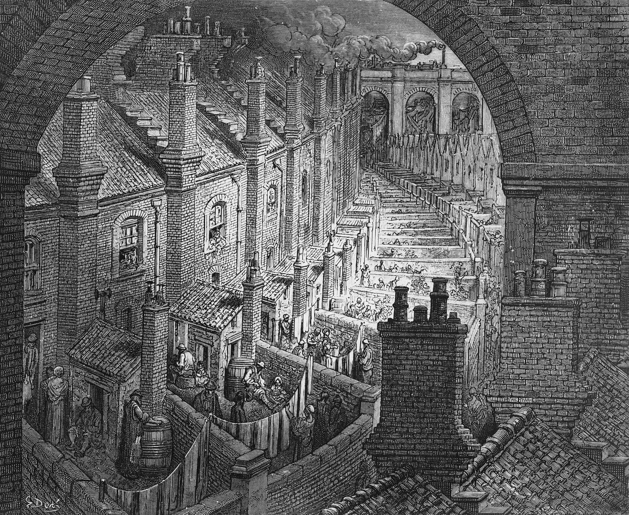 London felett – Vasúton, a „London, a Pilgrimage”-ből, írta William Blanchard Jerrold (1826-94), metszett Stephane Pannemaker (1847-1930), pub. 1872 alkotó: Gustave Dore
