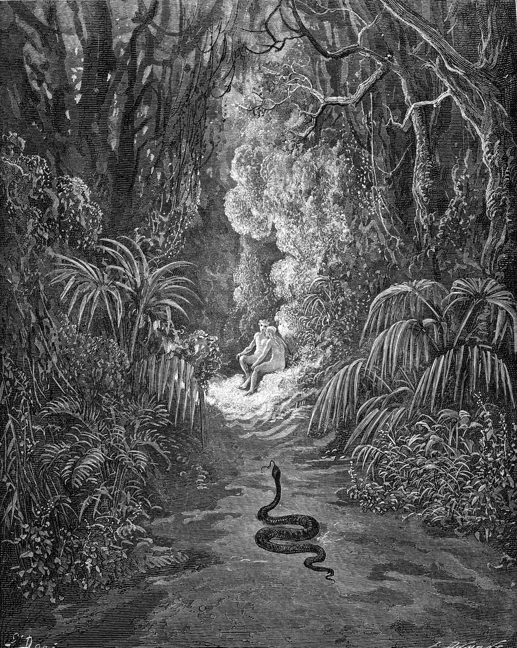 Elveszett Paradicsom, Milton: A kígyó közeledik. alkotó: Gustave Dore