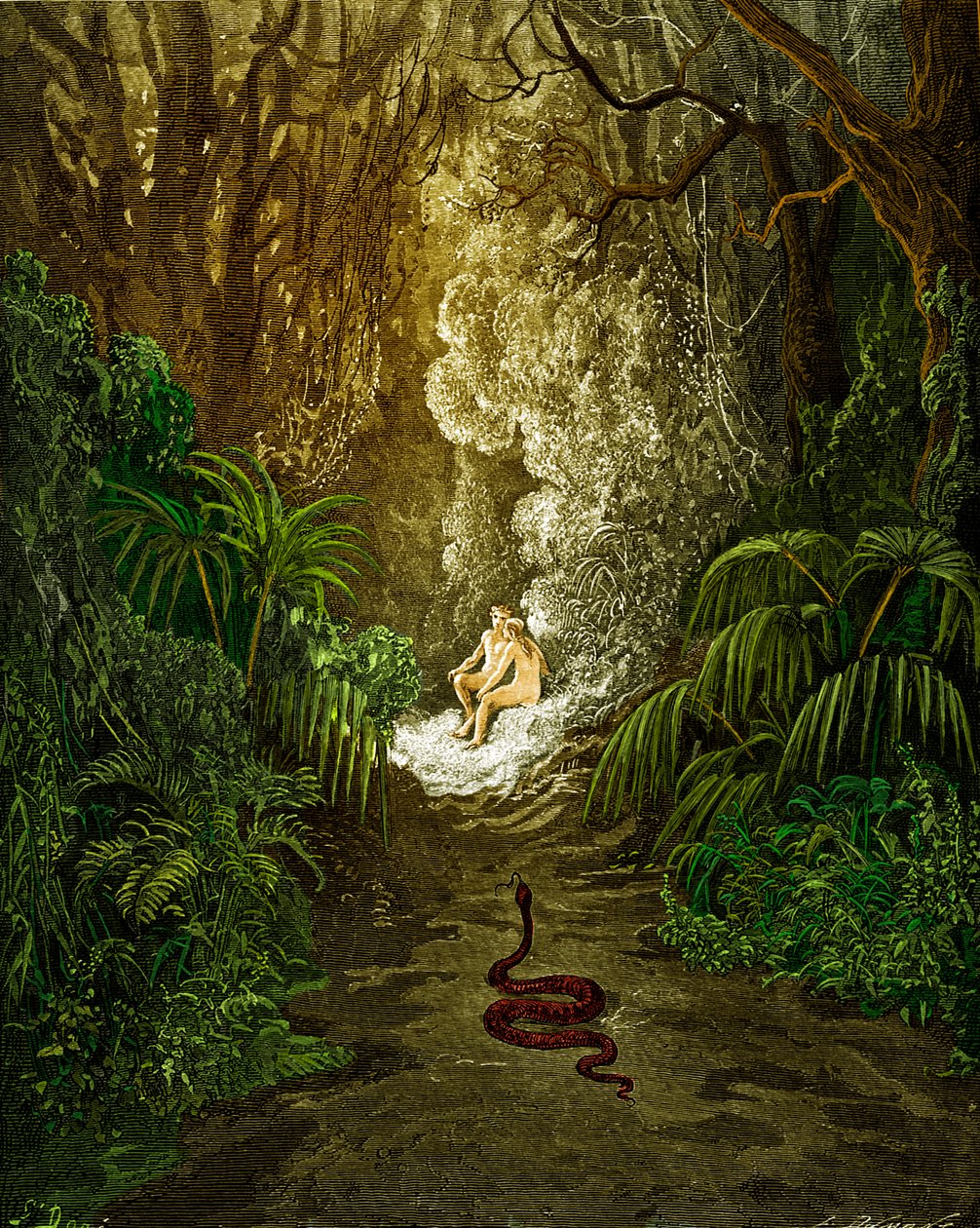 Elveszett Paradicsom, Milton: A kígyó közeledik. alkotó: Gustave Dore