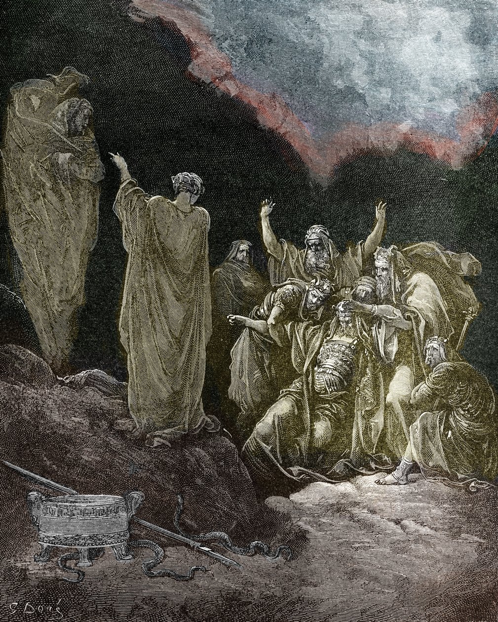 Saul és az endori boszorkány, Doré. - Biblia alkotó: Gustave Dore