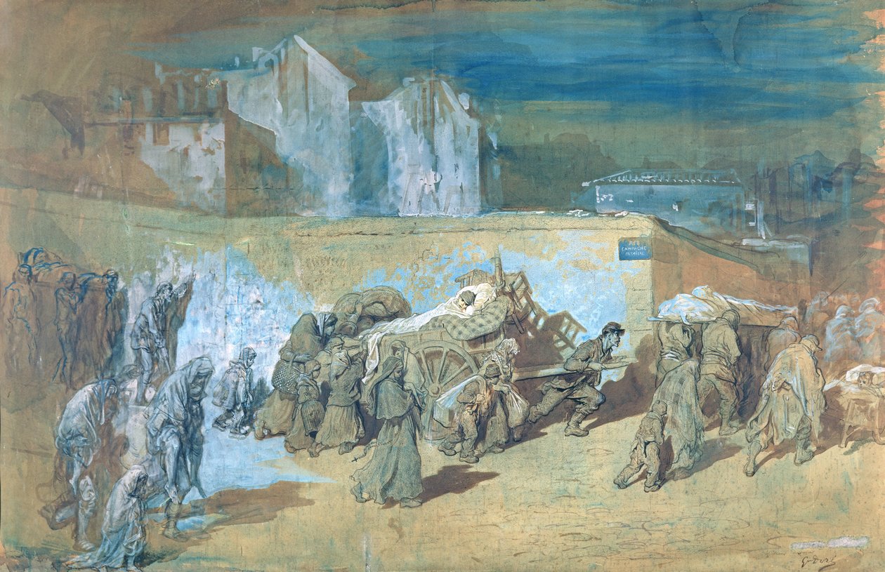 Párizs ostroma, 1870-71 (toll, tinta és WC papíron) alkotó: Gustave Dore