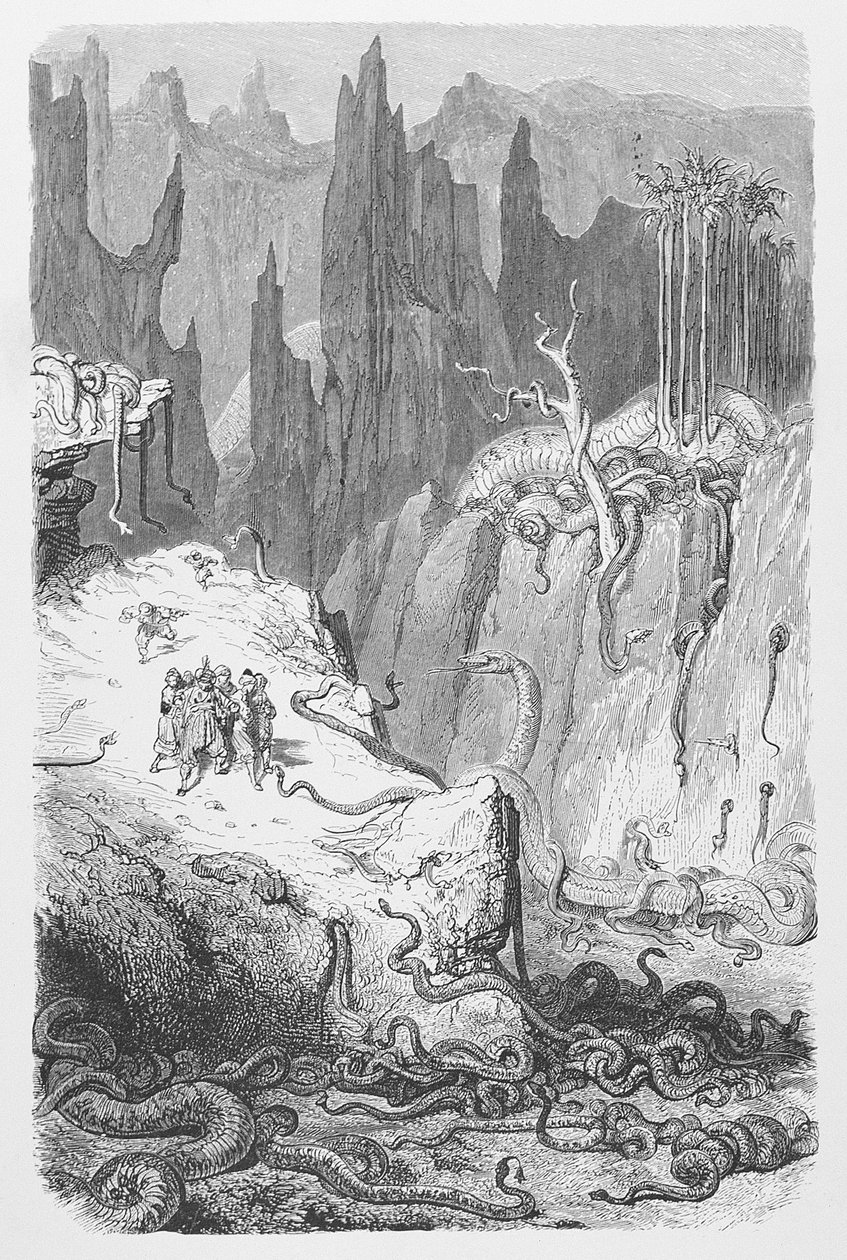 Szindbád a kígyók között, 1868 körül alkotó: Gustave Dore