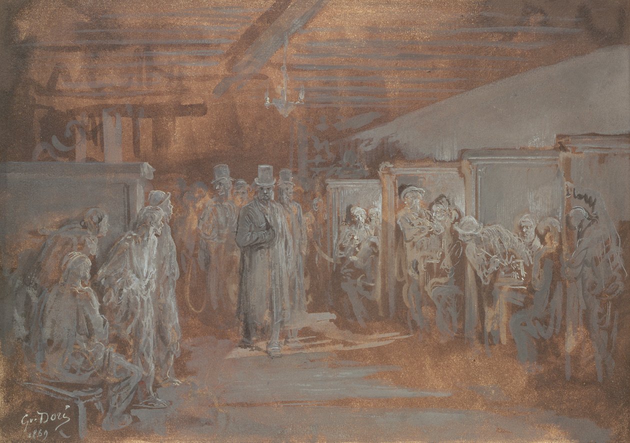 Kocsma Whitechapelben, 1869 (olaj és testfesték, papír) alkotó: Gustave Dore