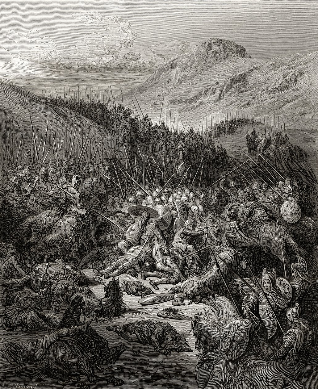 Az 1191-es arsufi csata, a „Bibliotheque des Croisades” illusztrációja, J-F. Michaud, 1877 alkotó: Gustave Dore