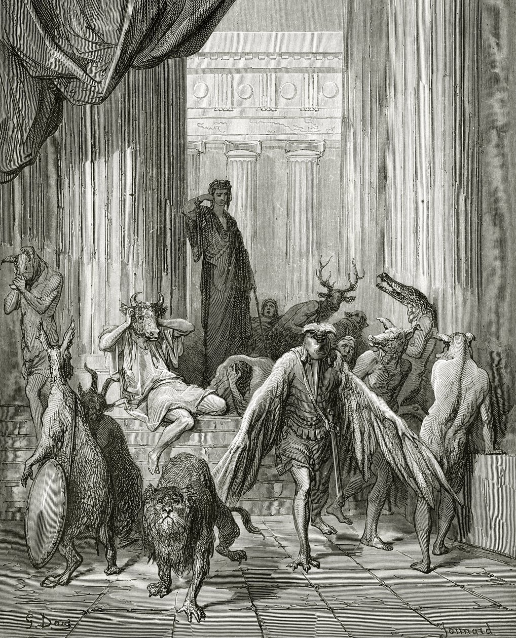 Ulysses társai, illusztráció La Fontaine „Fables” című művéből, 1868 alkotó: Gustave Dore
