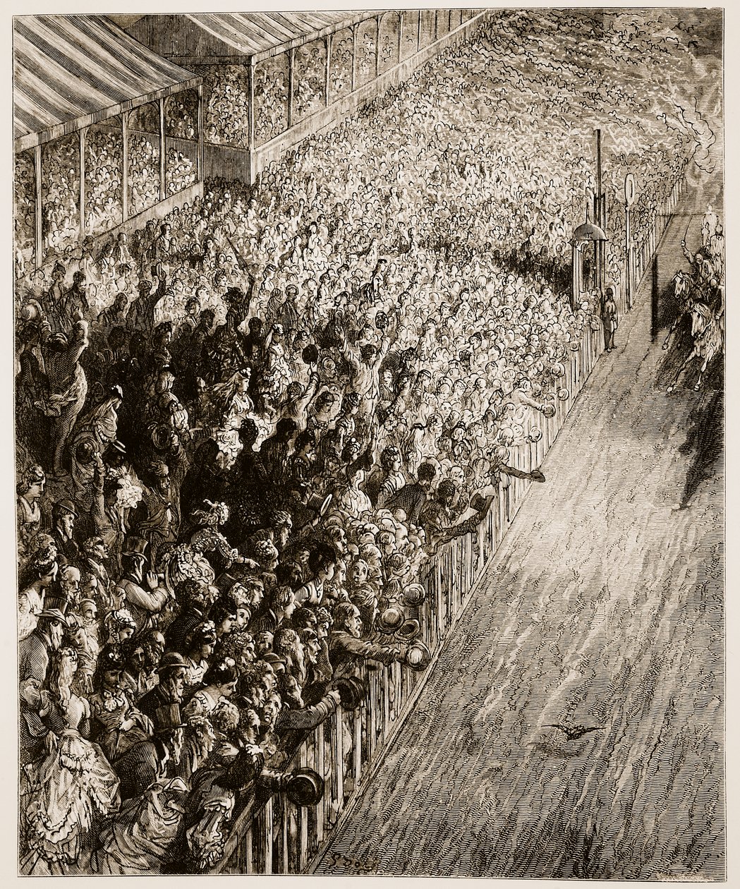 A Derby célvonala, a „London, a zarándoklat”-ból, William Blanchard Jerrold (1826-94) írója, Pannemaker metszet, pub. 1872 alkotó: Gustave Dore