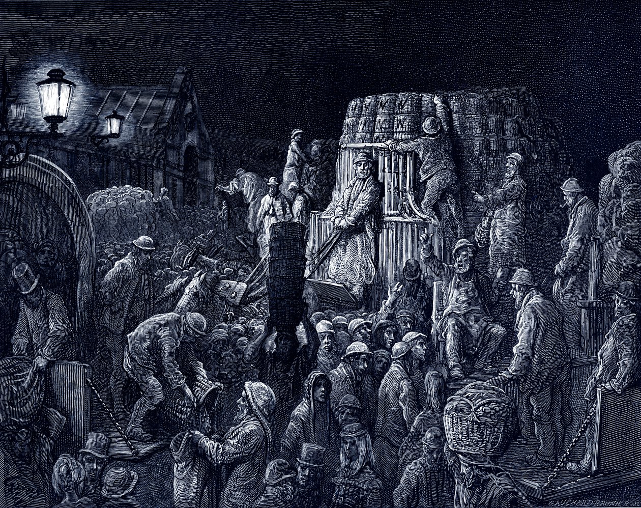 Viktoriánus London - Covent Garden piac alkotó: Gustave Dore