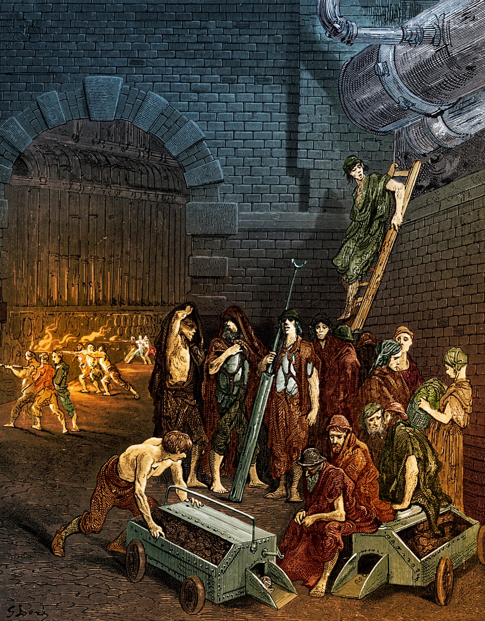 Gustave Doré viktoriánus londoni Lambeth gázgyár metszete alkotó: Gustave Dore