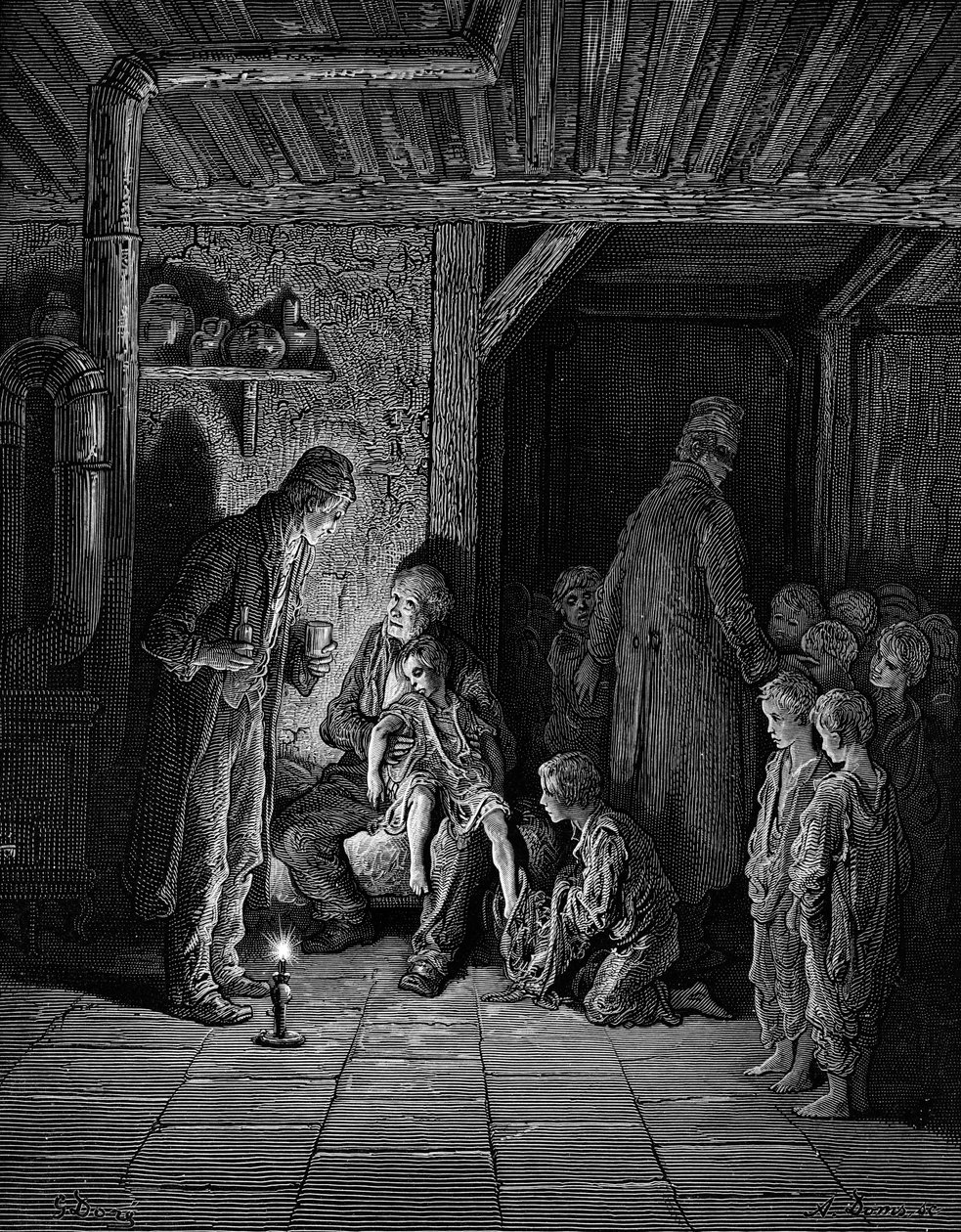 Londoni viktoriánus hajléktalan gyerekek alkotó: Gustave Dore