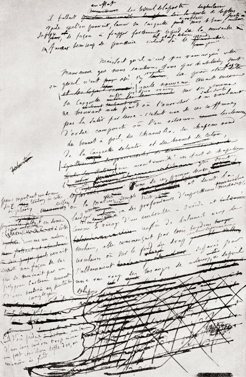 Madame Bovary kéziratának egyik oldaláról, Gustave Flauberttől, 1935-ben alkotó: Gustave Flaubert
